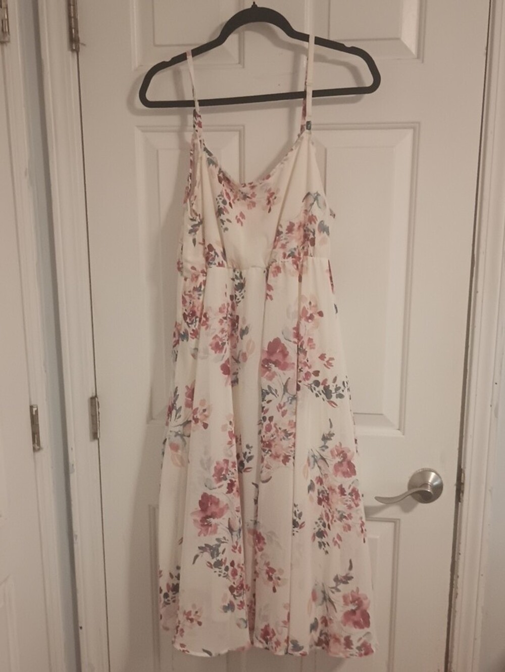 torrid Cream Midi Dress with Pink Floral Pattern - Picture 6 of 8